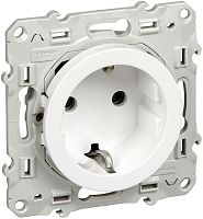 Розетка с заземлением без рамки Schneider Electric Odace 1-м. шторки белый картинка